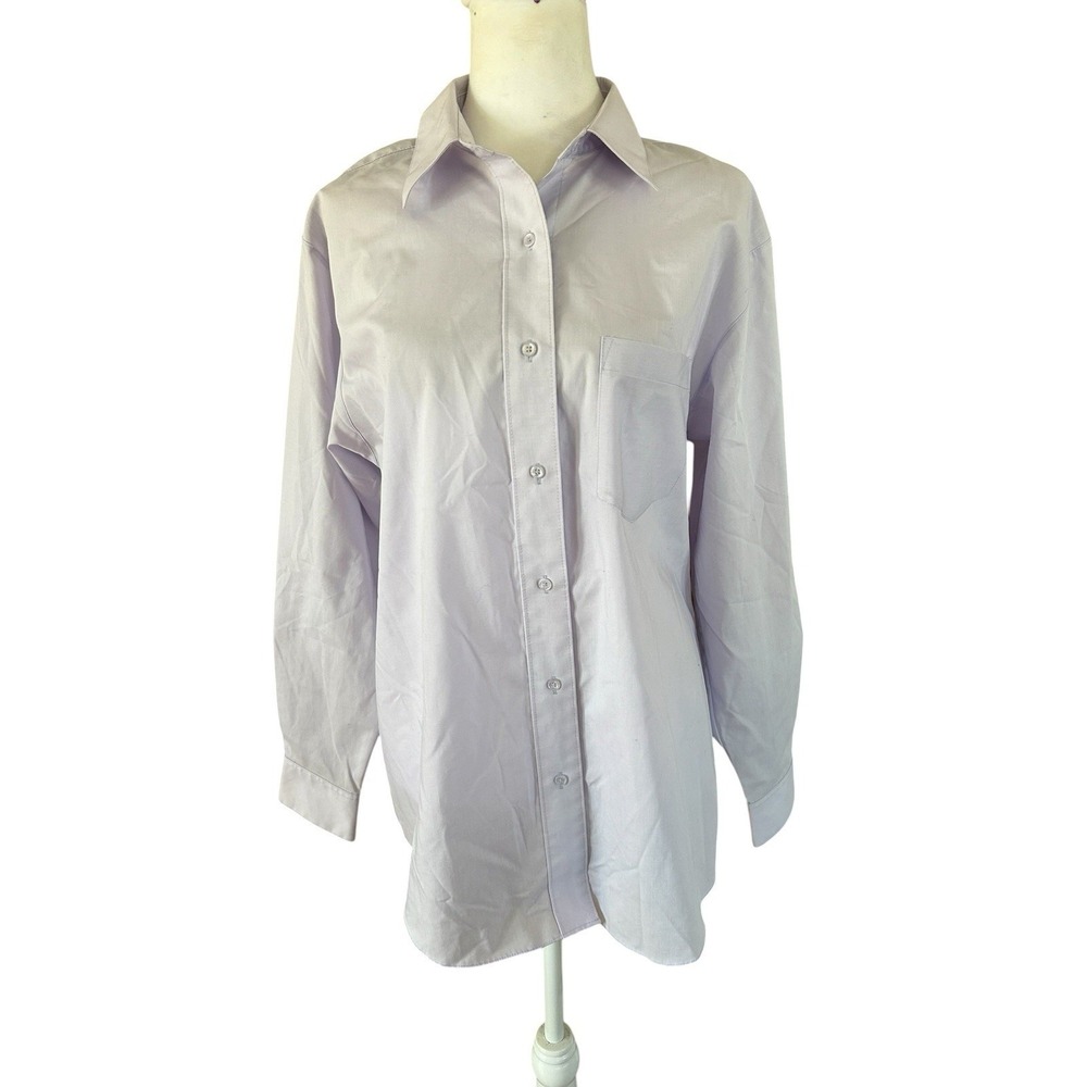 Foxcroft Button Down Wrinkle Free Shirt Lavender Business, Casual Womans SZ 12